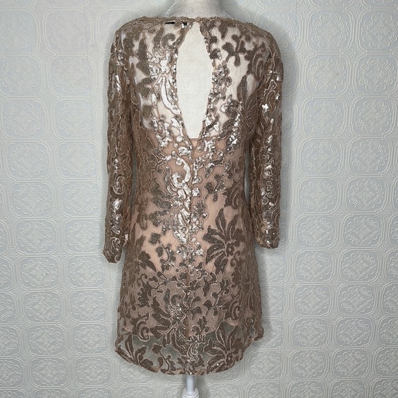 Mango | Sheer Sequin Mini Dress with 3/4 Flared Sleeves - Picture 11 of 13